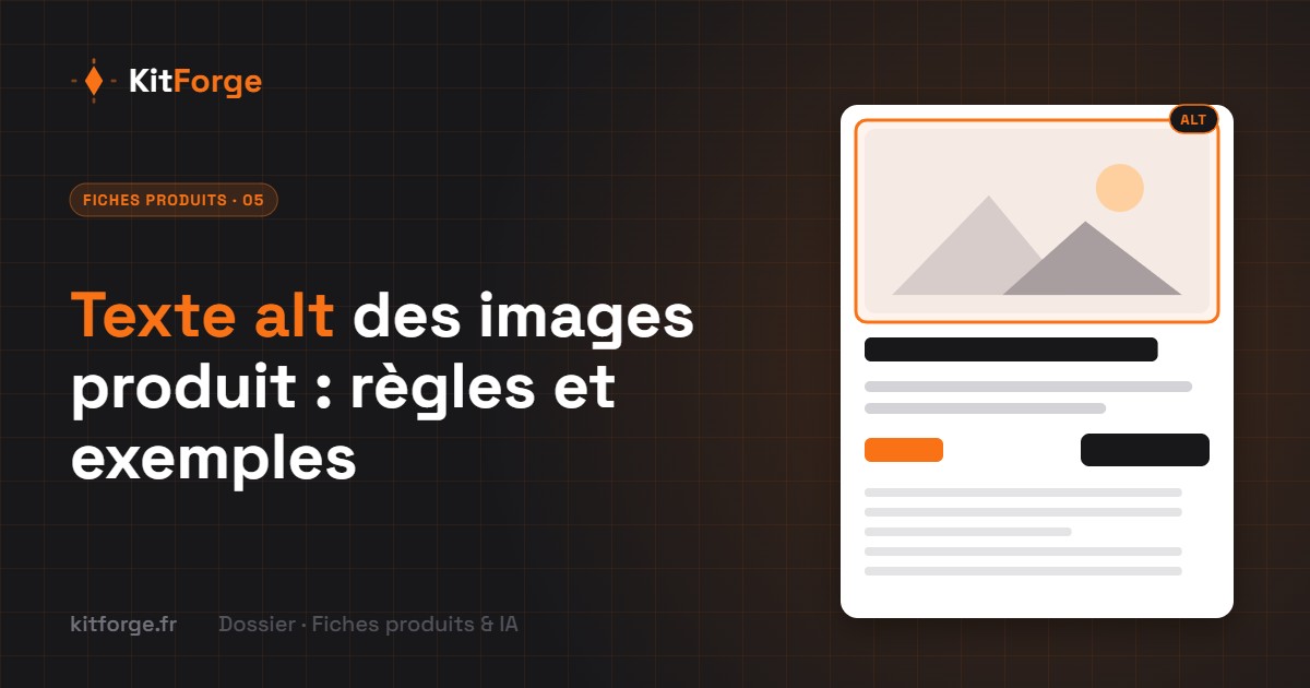 Texte alt des images produit : règles et exemples